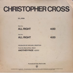 画像: CHRISTOPHER CROSS / ALL RIGHT (12")♪