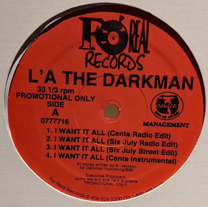 画像1: L’A THE DARKMAN / I WANT IT ALL (12")♪