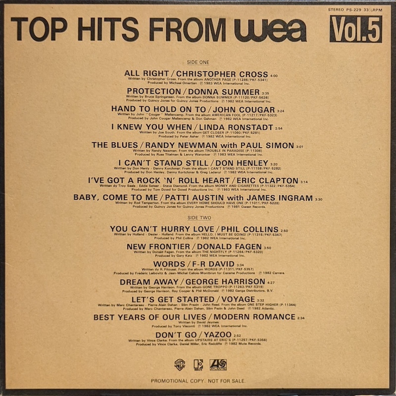 画像1: V.A. / TOP HITS FROM WEA Vol.5 (LP)♪