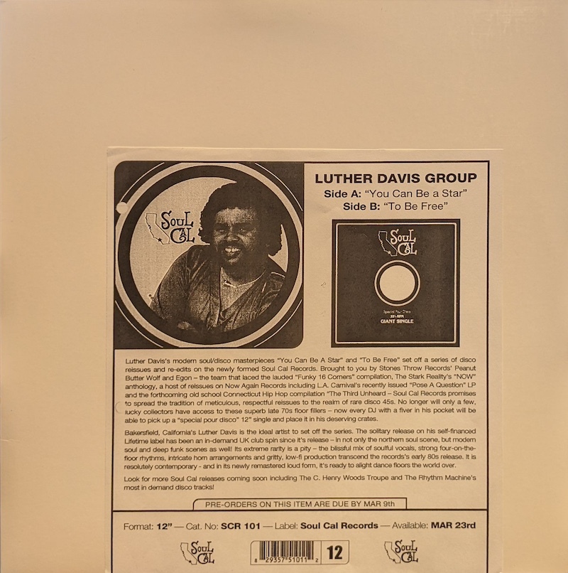 画像1: LUTHER DAVIS GROUP / LUTHER DAVIS GROUP (12")♪